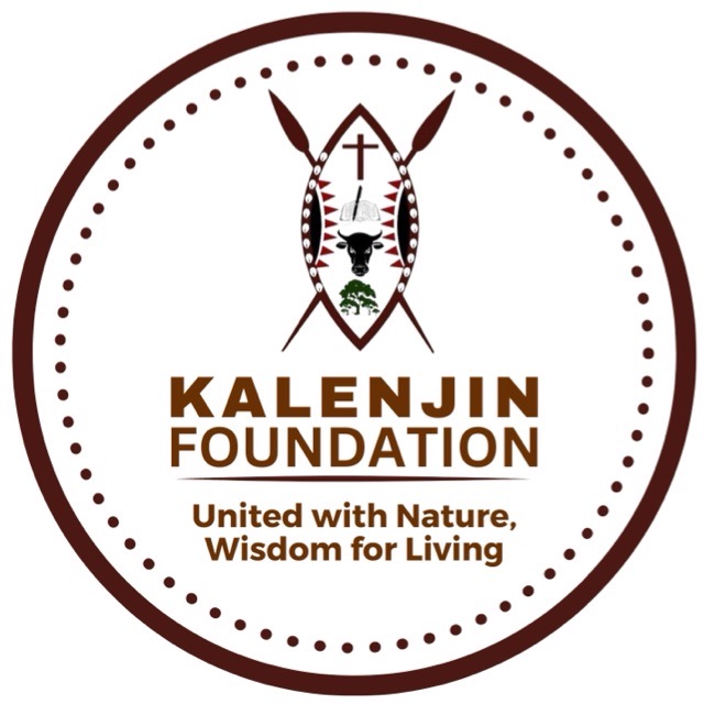 Kalenjin Foundation emblem · shield flanked by spears with the motto United with Nature, Wisdom for Living
